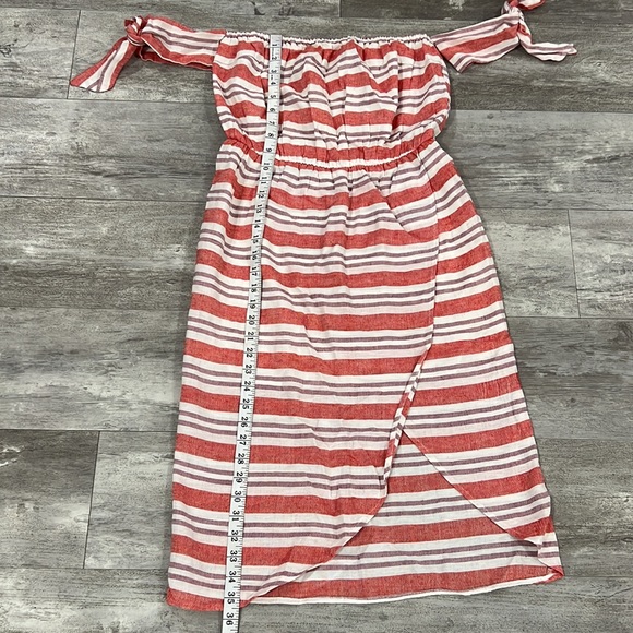 Lovers + Friends Boho Festival Mara Midi Off The Shoulder Berry Stripe Dress - Picture 9 of 12